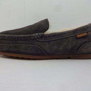 Parfeying Men's Size 11 US Gray Indoor Outdoor Sheepskin Moccasins Slip on Shoes